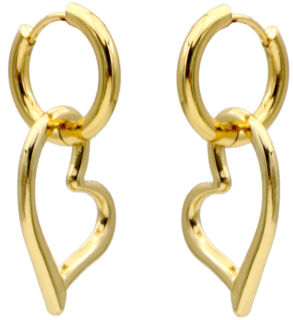 C-F18.3 E2612-245G S. Steel Earrings Heart 3.5x1.2cm