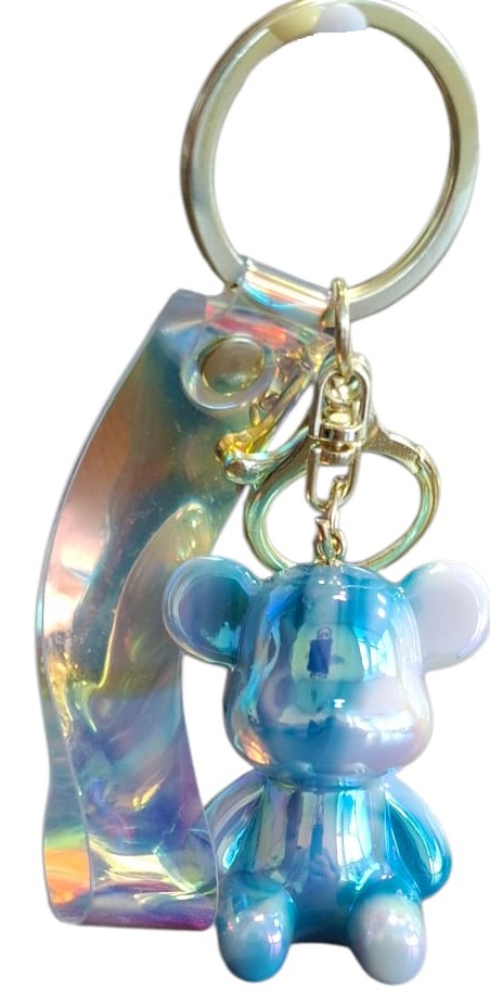 E-F16.3 KY1146-014-6 Keychain Shiny Bear - 4.5cm - Blue