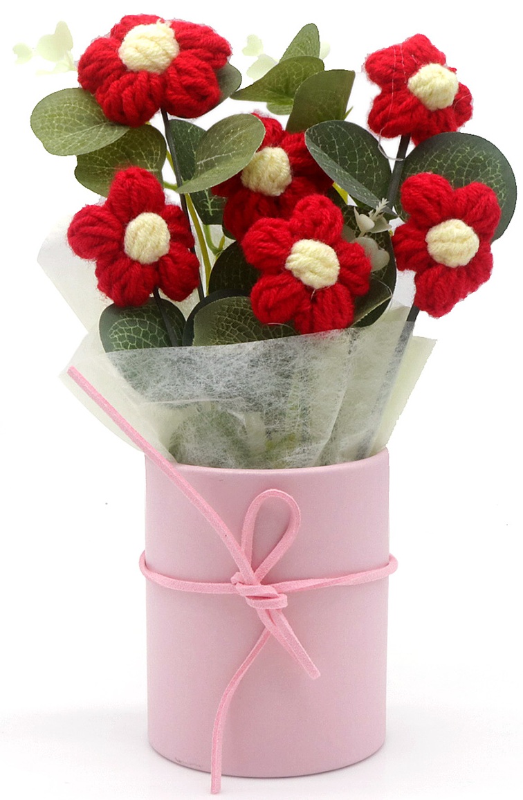 Q-C6.1 GC2580-018-1 Knitted Flowers 20cm