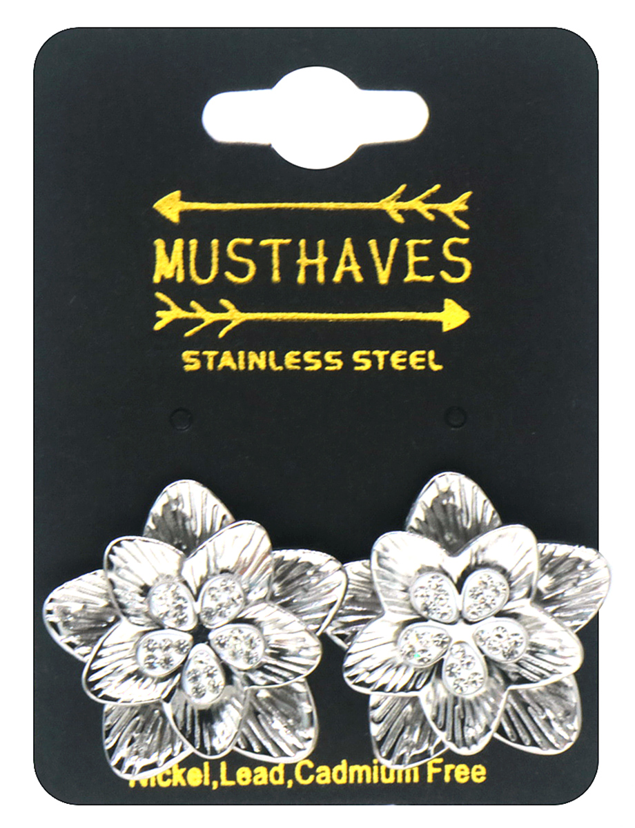 B-E20.1 E2583-018S S. Steel Earrings Flower 2.5cm