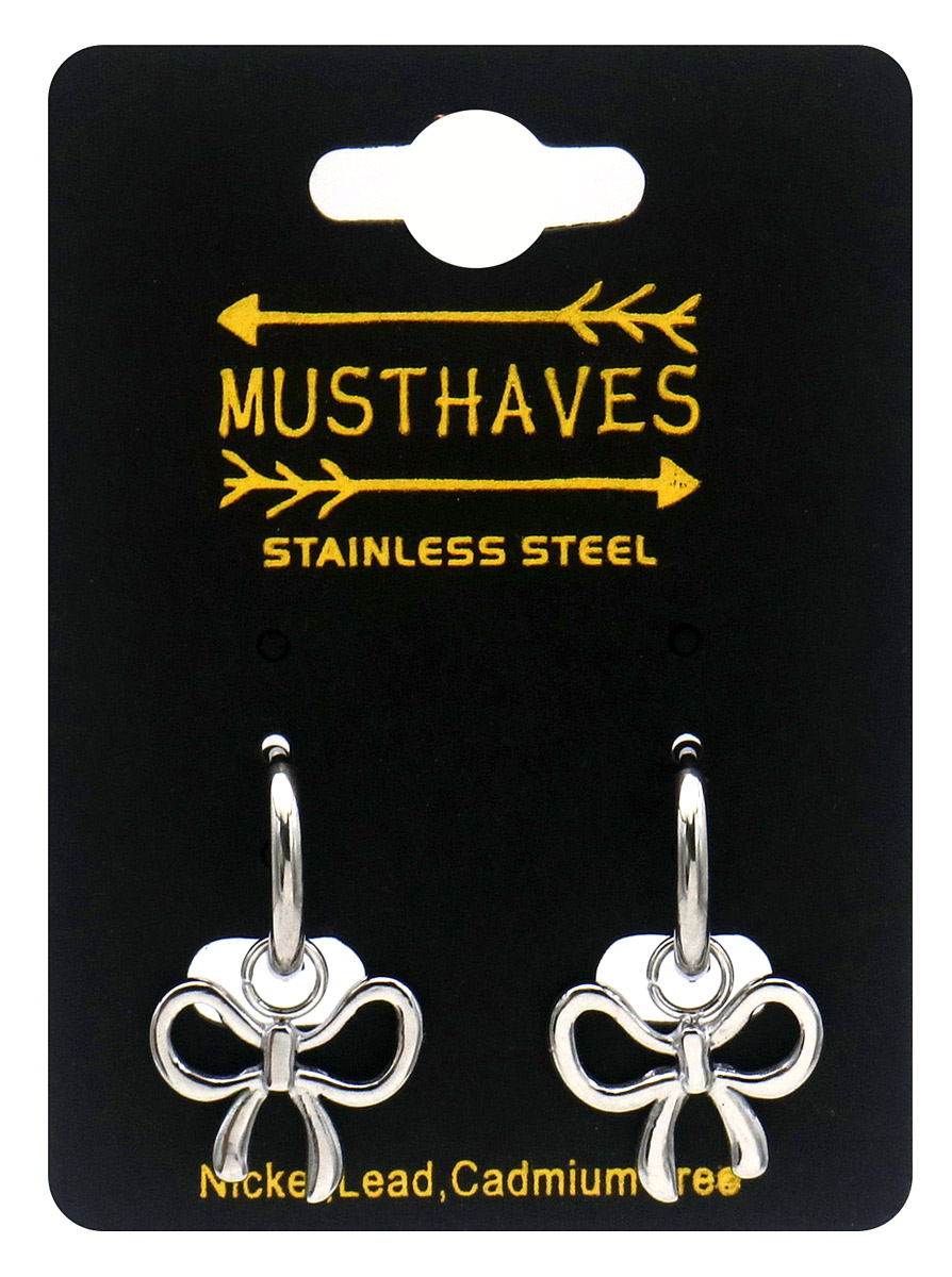 A-C7.4 E2612-255S S. Steel Earrings Bow 2.5x1.2cm