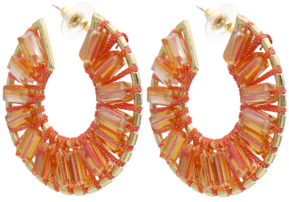 H-C18.5  E2591-143-3 Fashion Earrings Glassbeads 4.5cm Orange