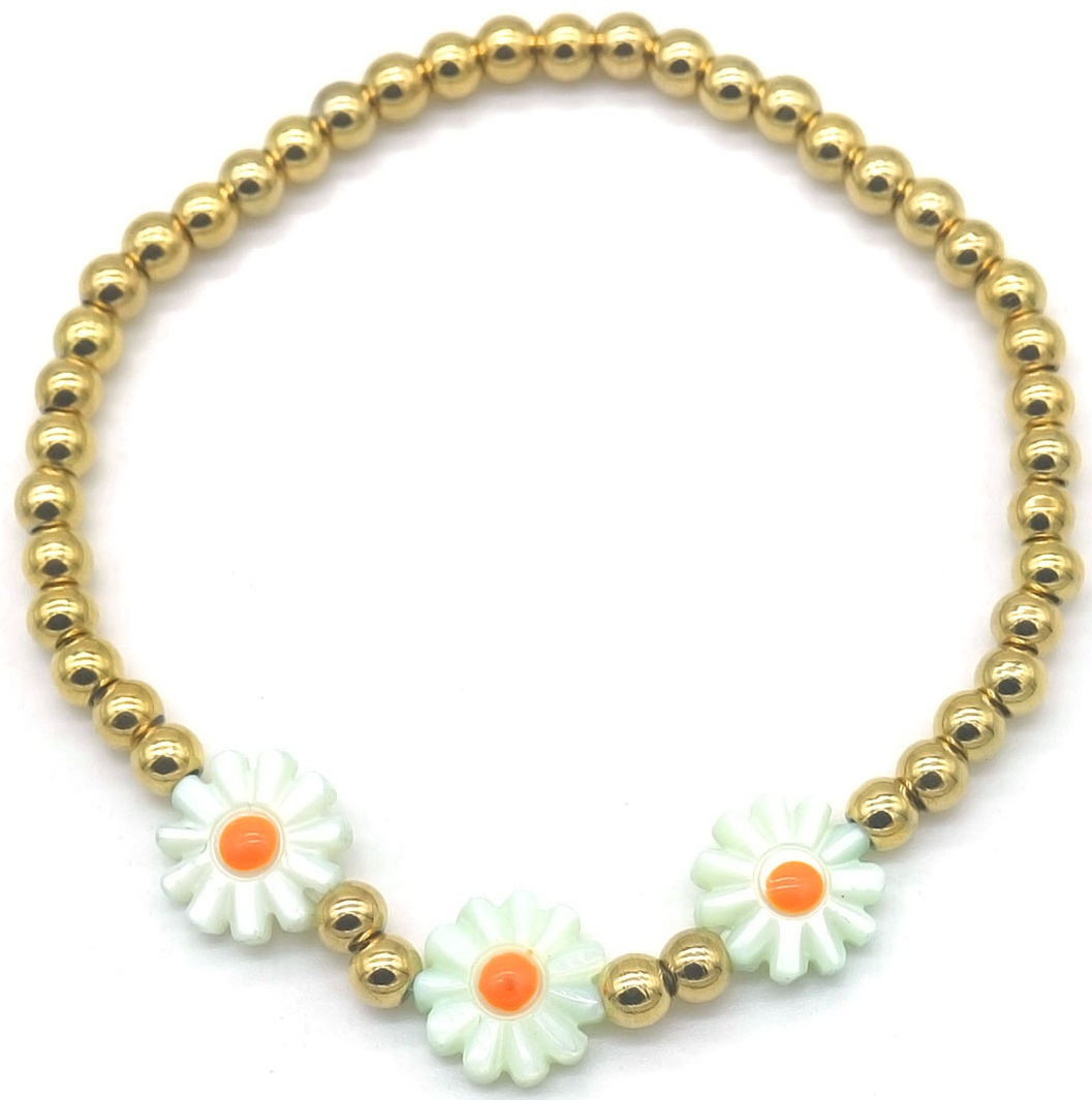 F-C8.3 B1661-133-2 S. Steel Bracelet Flowers White