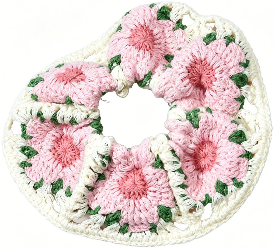 X-I6.1 H2622-009-16 Knitted Scrunchie 14cm - Flower