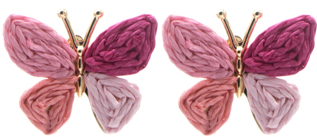 I-A2.2 E1028-007-2 Statement Earrings Butterfly 4x3cm Pink
