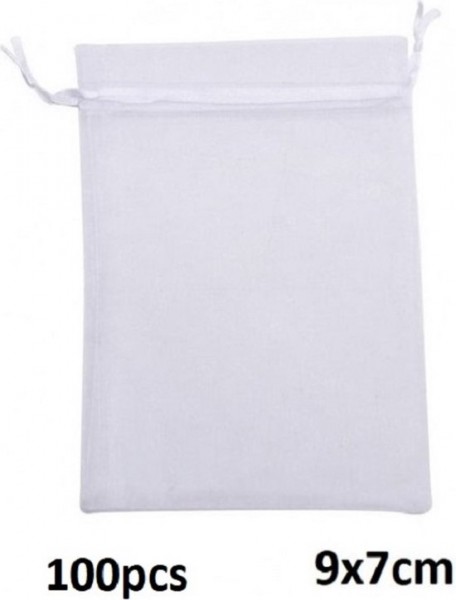 X-P3.3 PK522-014S Organza Gift Bag 9x7cm White - 100pcs