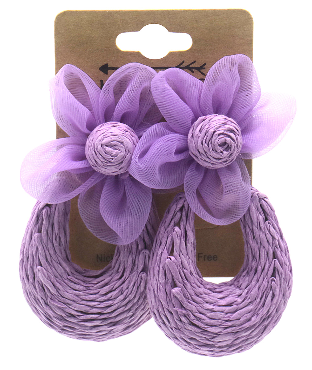 G-F11.1 E1028-006-3 Statement Earrings Flower 6.5x4cm Purple