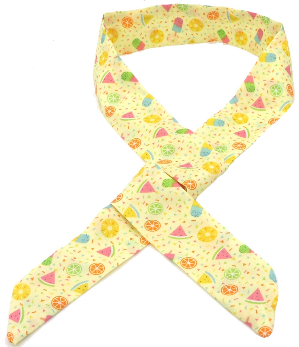 I-E5.2 H1130-001-12 Hair Ribbon Fruits 85x3.5cm Yellow
