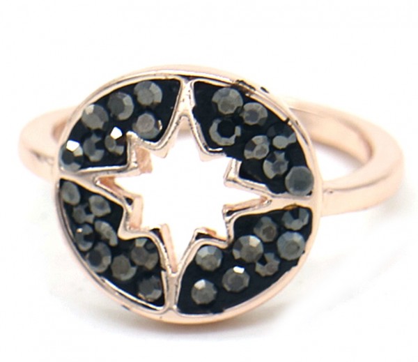 G-C21.2 R532-005R Adjustable Ring Northern Star with Crystals Rose Gold