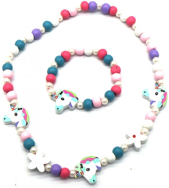 S-A2.1 NB622-002 Kids Jewelry Set Wood Unicorn S-A2.1 NB622-002 Kids Jewelry Set Wood Unicorn