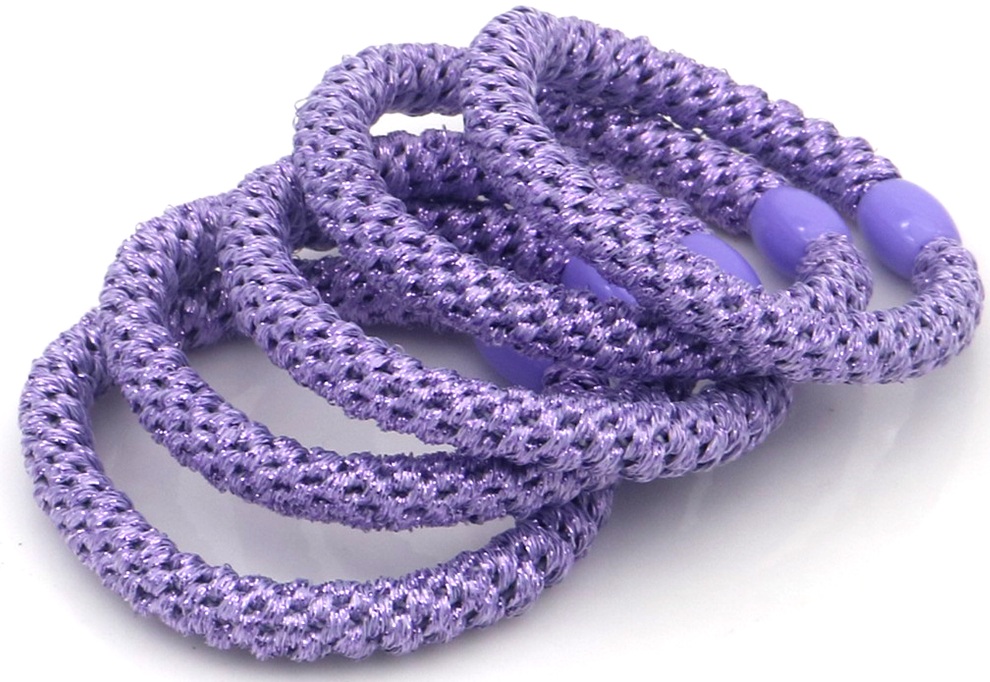 I-F2.2 H2253-004-017-2 Hair Elastics 5pcs Glitter Purple