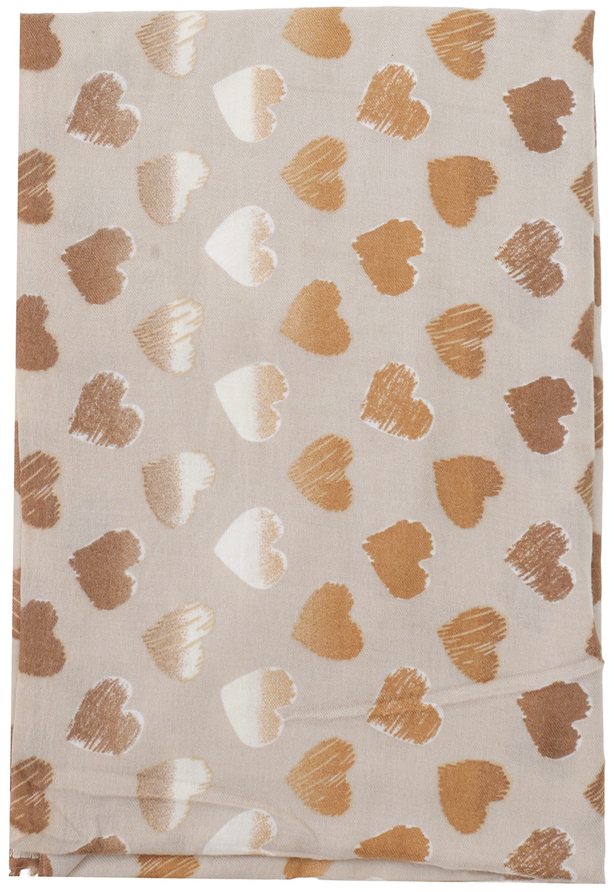 R-I4.2 SCARF405-731-5 Soft Scarf Hearts 180x90cm Brown