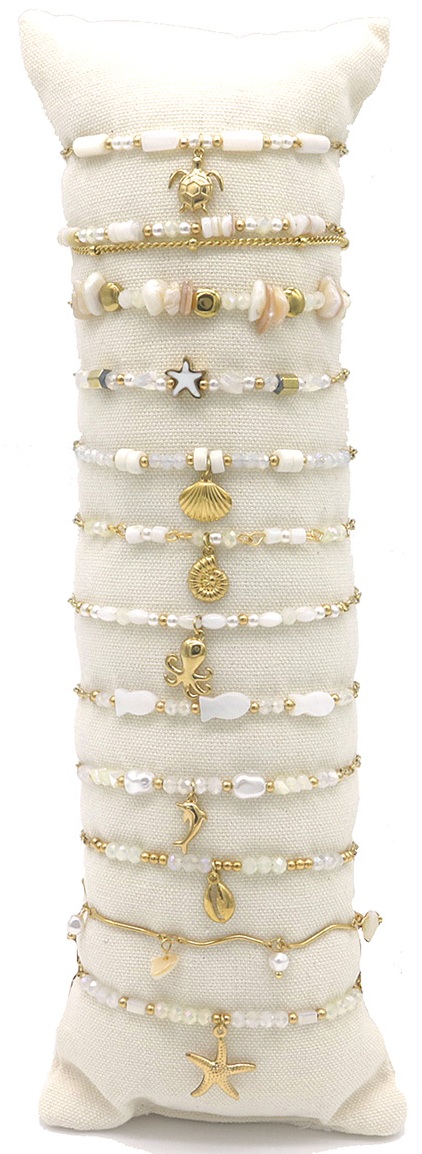 E-B1.2  B221-497 Stainless Steel Bracelet Set on Pillow - 12pcs