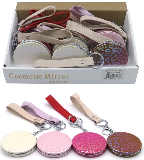 R-D6.1 MIRROR1012-002 Cosmetic Mirror 7cm with PU Strap - 12pcs
