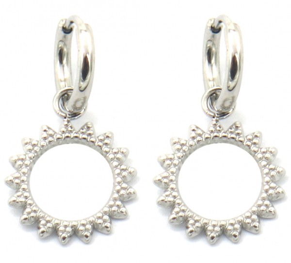 I-F19.2 E2033-007S S. Steel Earring Sun 1.2x3.5cm