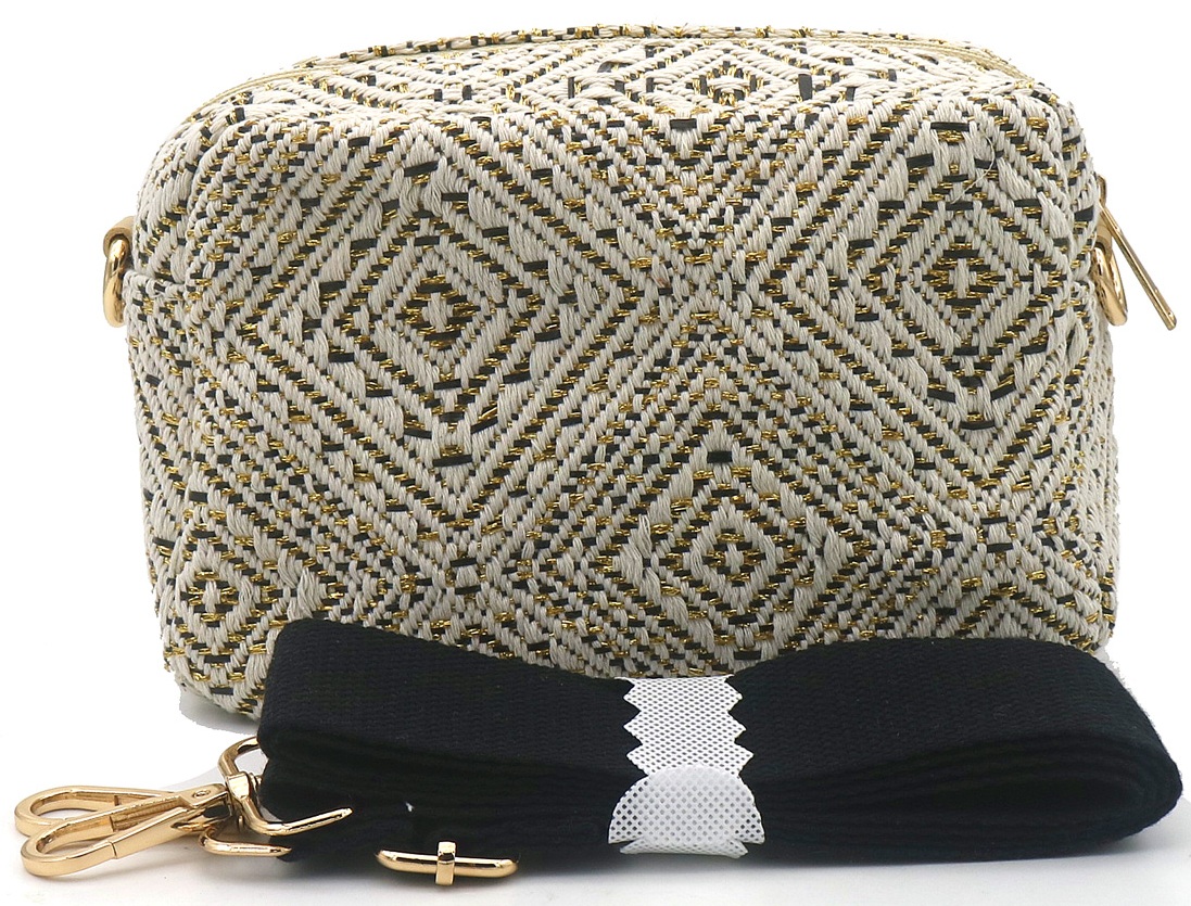 R-M4.2 BAG1119-003-1 Fabric Bag Glitter 18x12.5x7cm Black