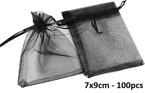 T-C2.1 PK1032-009 Organza Bag 7x9cm Black - 100pcs