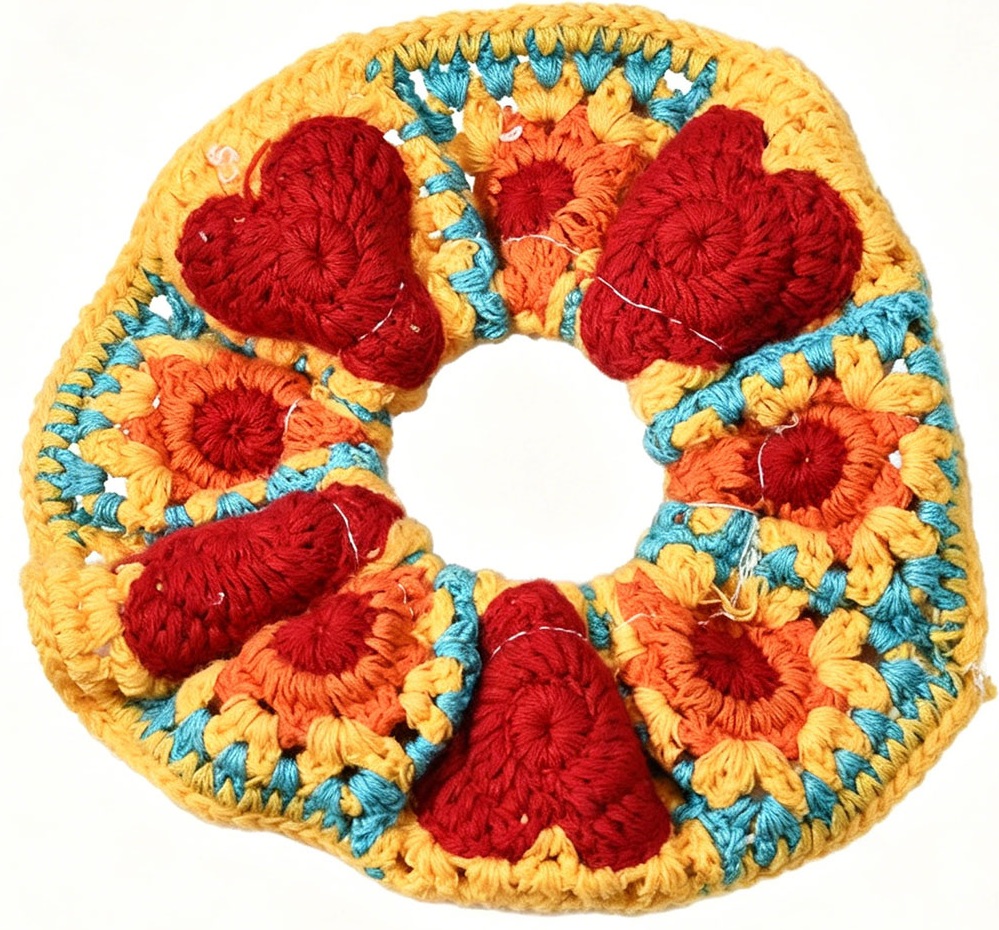 X-F5.1 H2622-009-13 Knitted Scrunchie 14cm - Sun-Heart