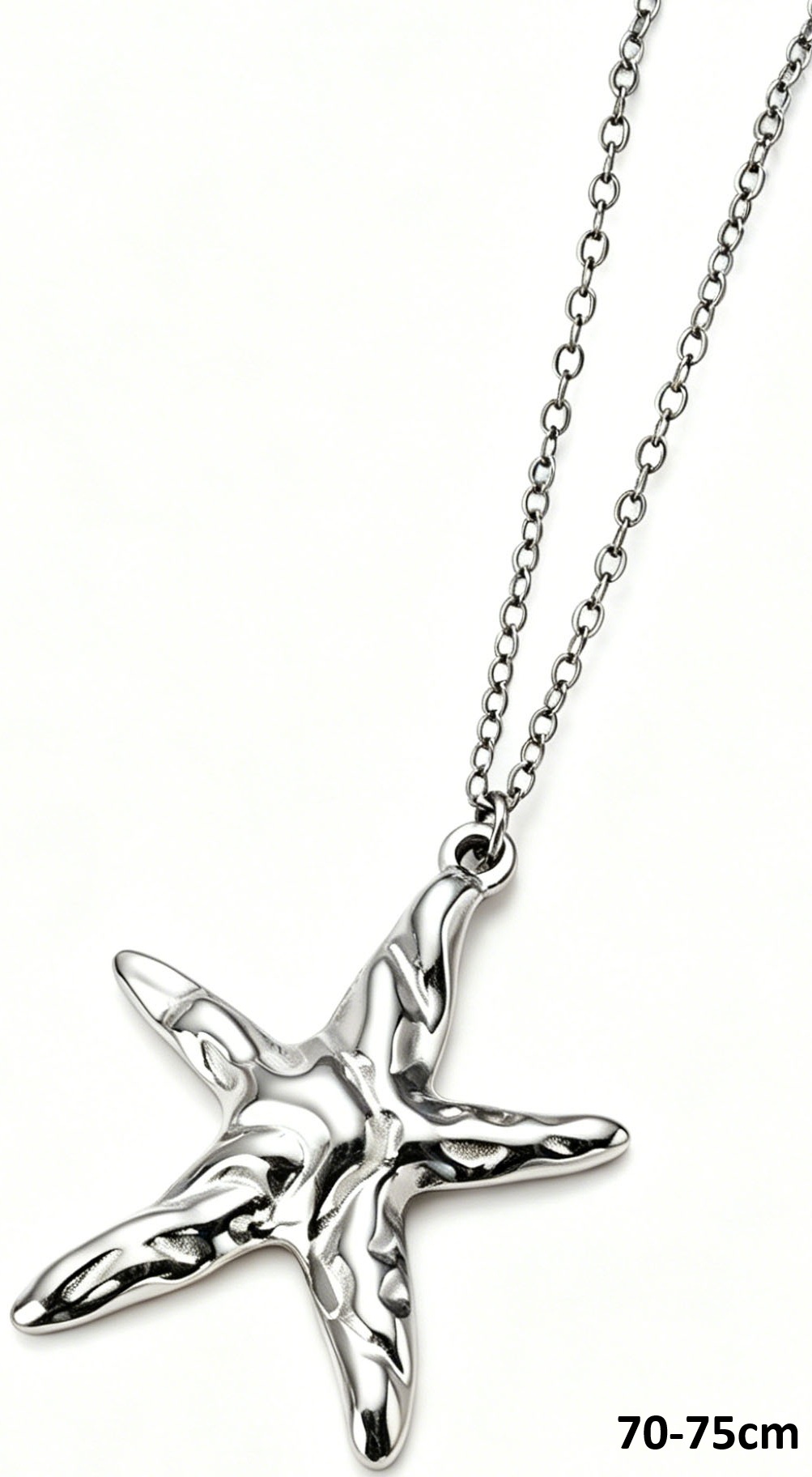 H-B19.5 N2618-013S S. Steel Necklace Starfish 70-75cm Long