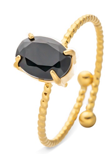 A-F20.3 R2643-040G-8 S. Steel Ring Adjustable Stone Black