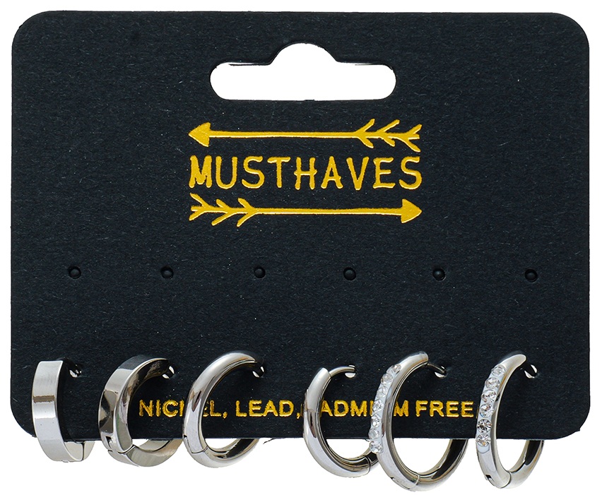 H-F5.4  E1131-074S S. Steel Earring Set 3 Pairs