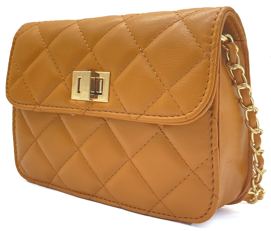 F-B24.1 BAG202-102 PU Bag Checkered 17.5x13x5.5cm Brown