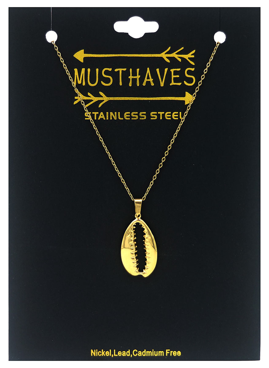 I-E15.1 N106-018G S. Steel Necklace Statement 2.5cm Shell