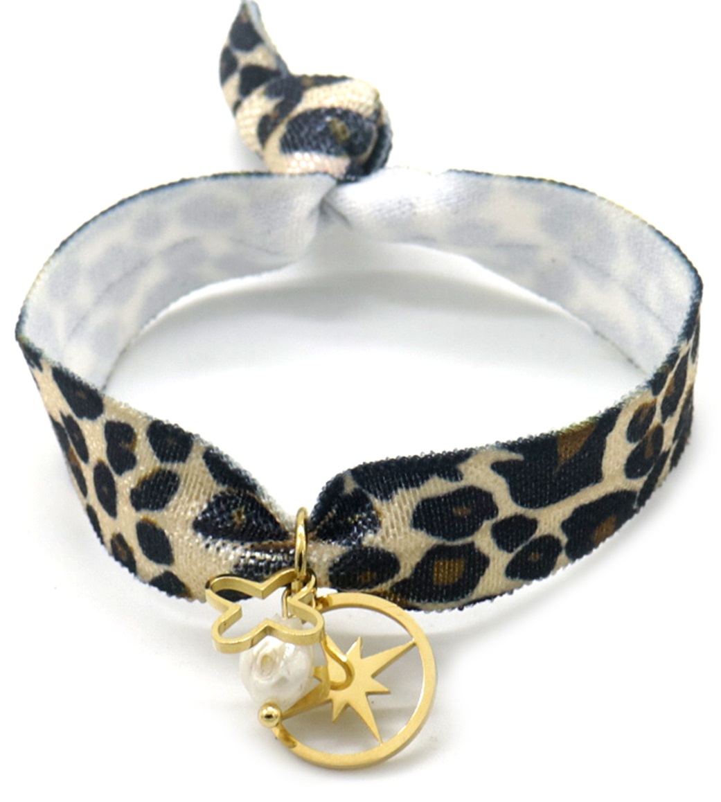 E-F10.1 B2275-007G S. Steel Bracelet Leopard Star