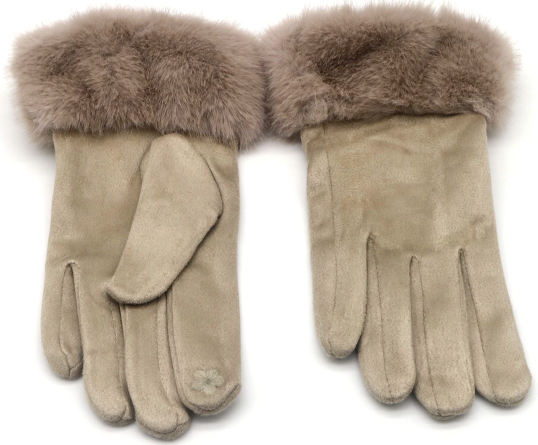 Q-A6.1 GLOVES1002-003-7 Gloves Faux Fur Brown