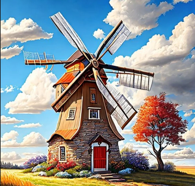 Q-A3.1 DP2545026 Diamond Painting Canvas 40x30cm - Painting 35x25cm Windmill