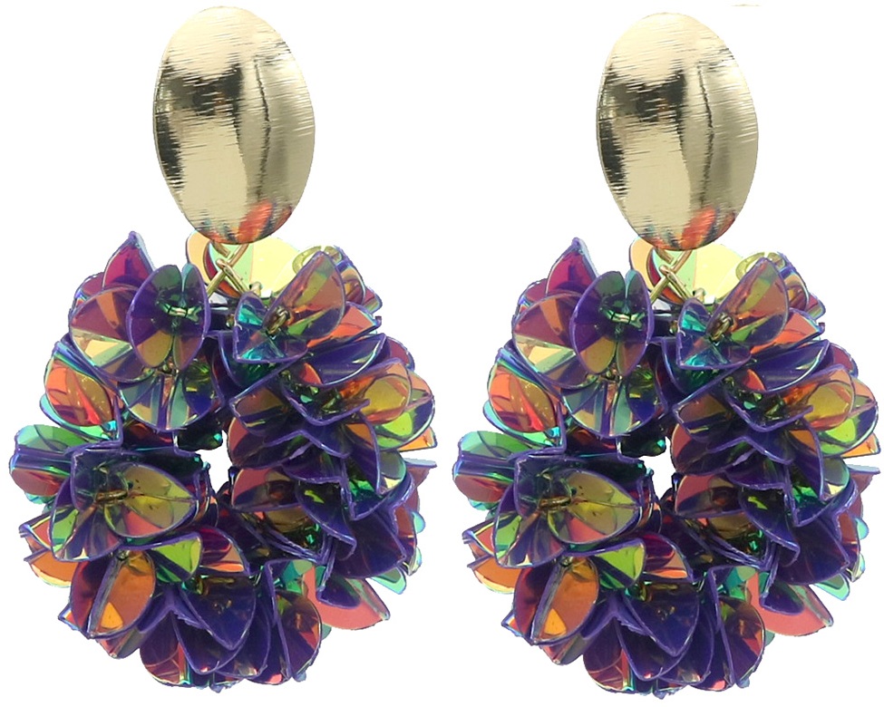 E-B24.2 E2591-141-2 Fashion Earrings Shiny 6.5x4cm Purple