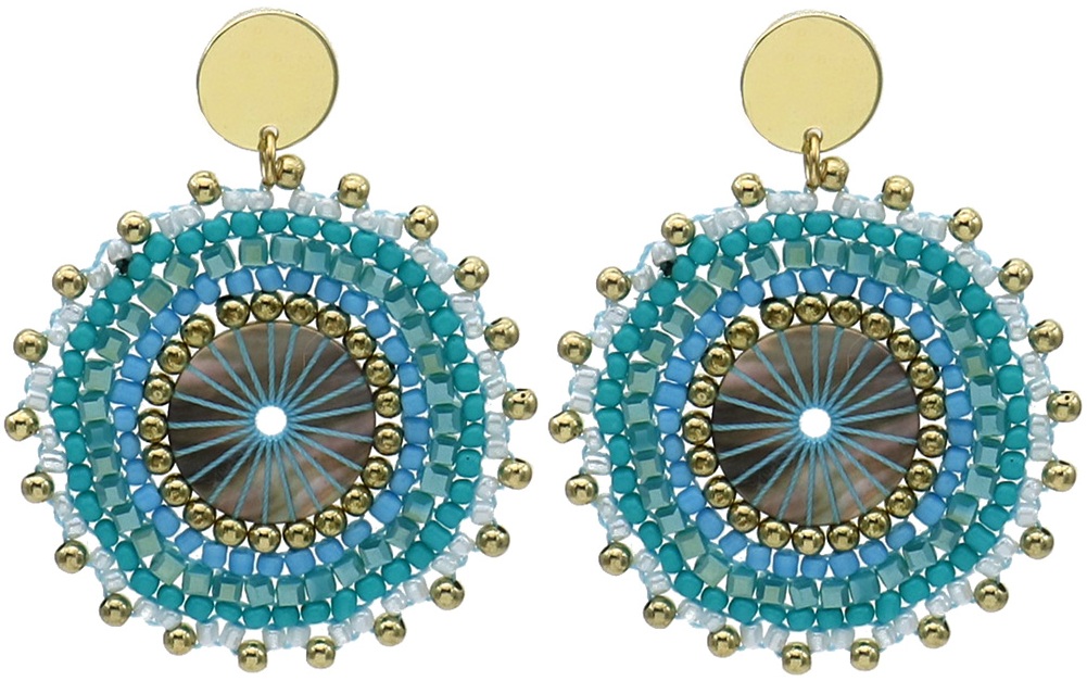 F-D20.1 E2591-133-4 Fashion Earrings Glassbeads 5.5x4.5cm  Blue