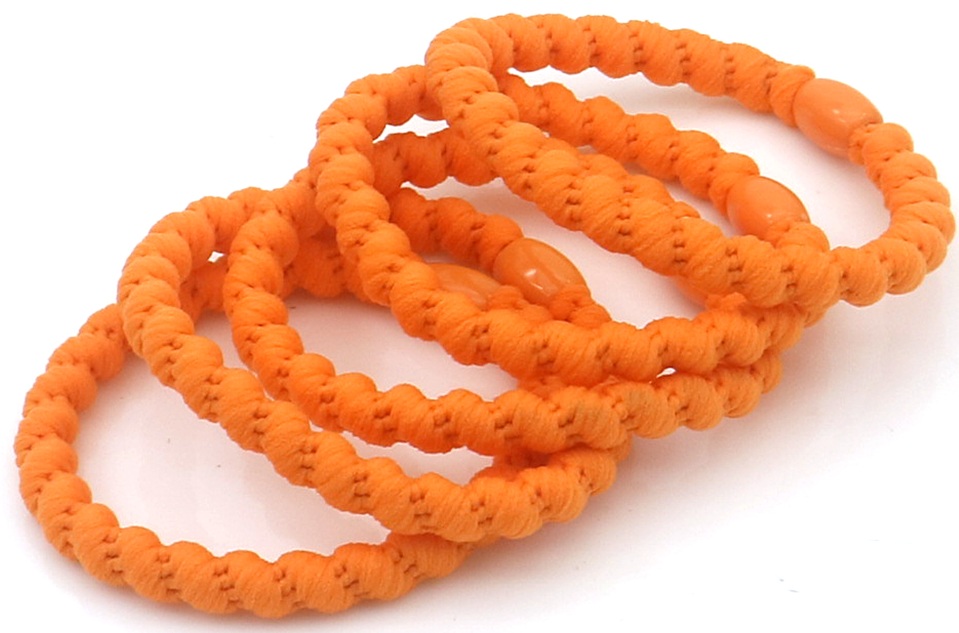 G-A3.3 H2253-004-018-5 Hair Elastics 5pcs Twisted Orange