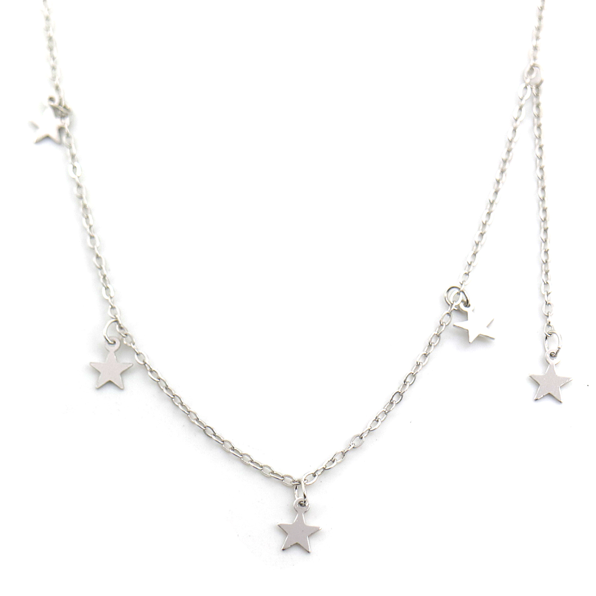 B-D17.5 SN104-368 925S Silver Necklace Stars