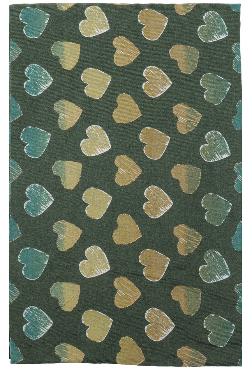 R-M8.2 SCARF405-731-2 Soft Scarf Hearts 180x90cm Green