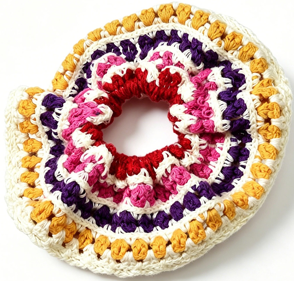 X-D1.2 H2622-009-11  Knitted Scrunchie 14cm - Multi