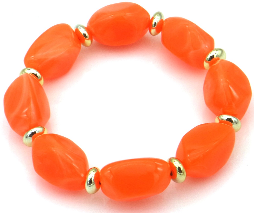 G-B7.1 B004-014-7 Resin Elastic Bracelet Orange