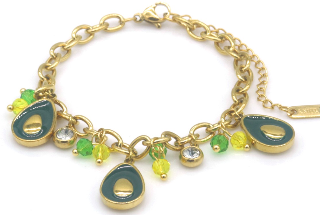 F-B8.1 B2503-046G S. Steel Bracelet Avocados 16-21cm