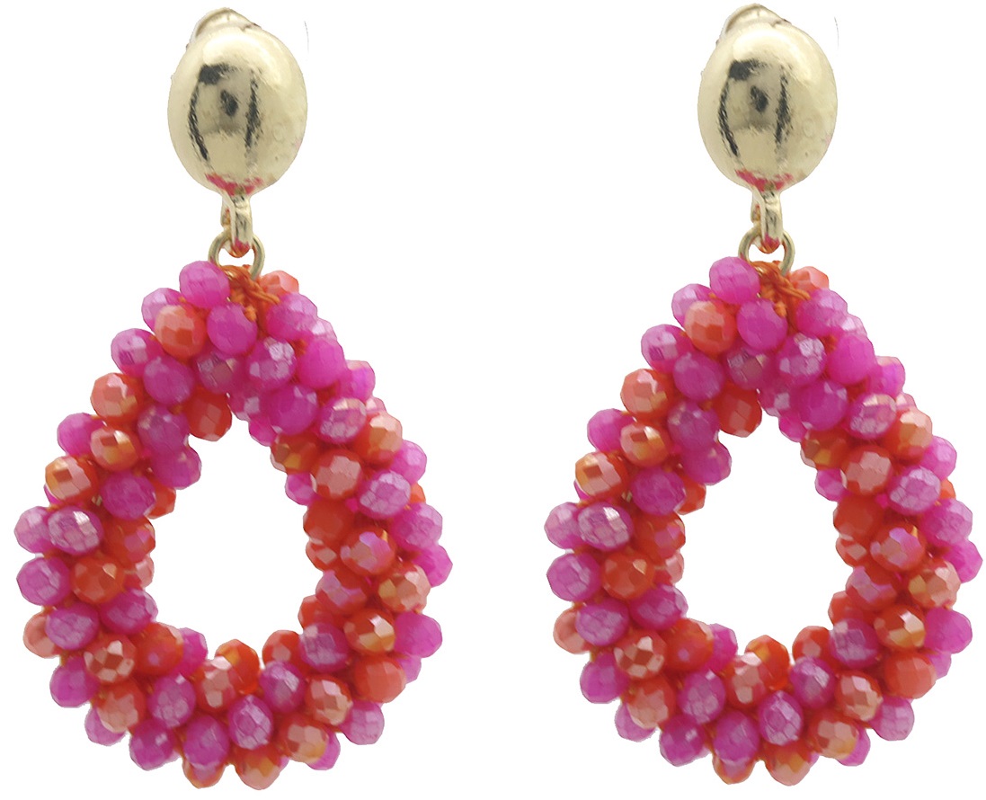 E-A25.1  E007-058-4 Faceted Glass Earrings 4.5x2.8cm