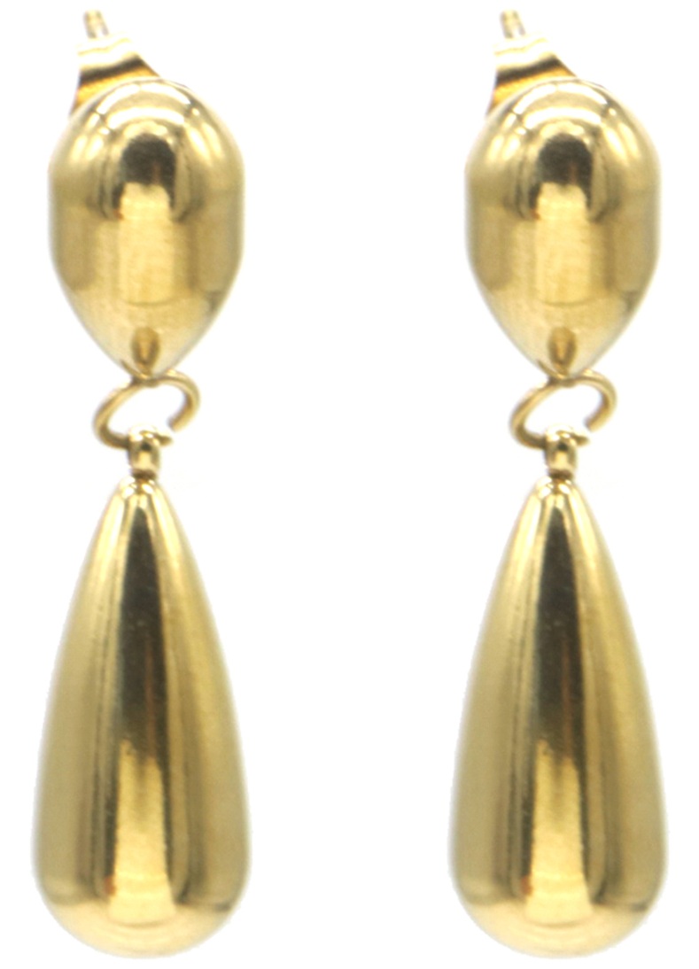 A-E19.5  E2583-009G S. Steel Earrings Drops 3.5cm