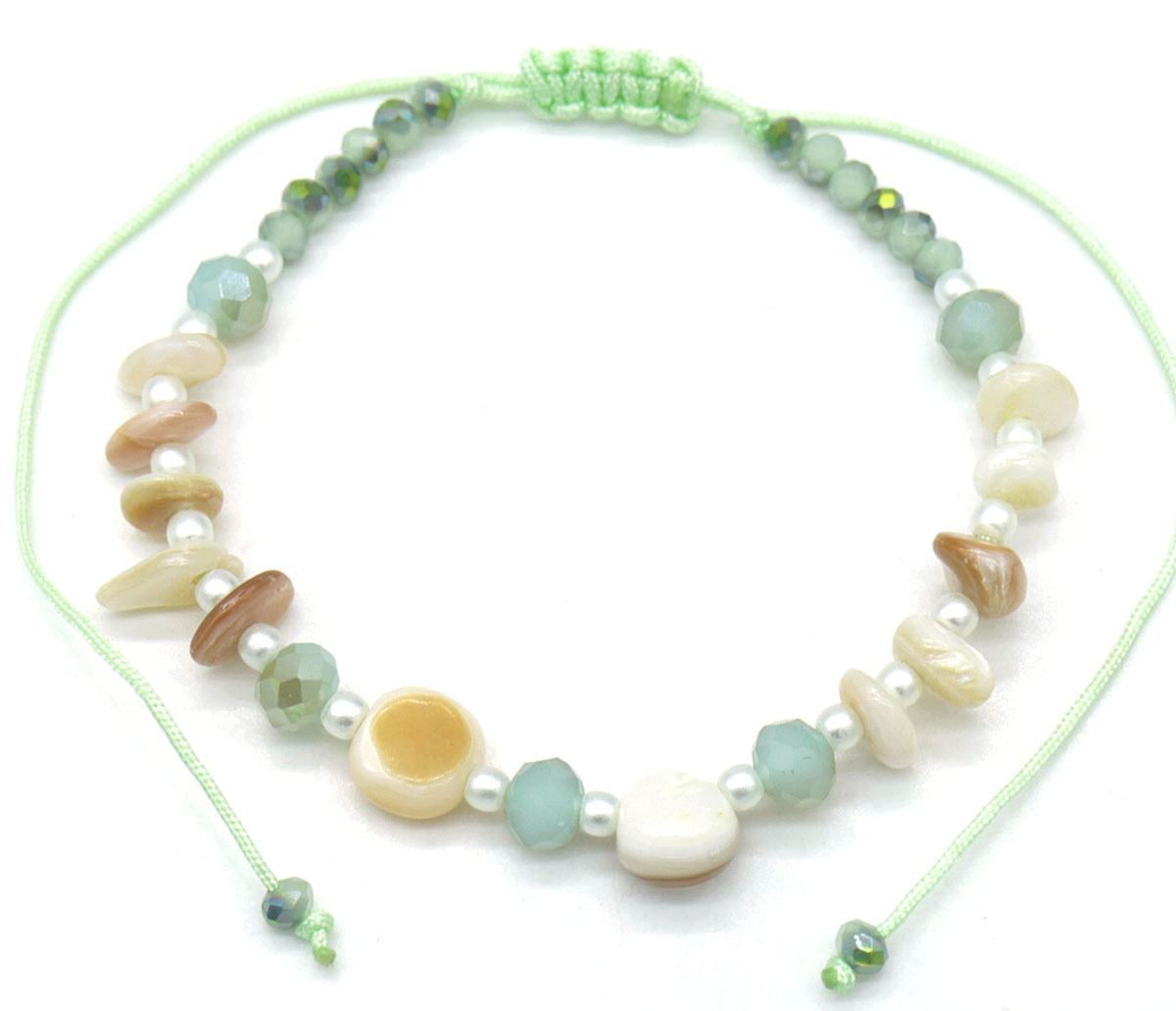 A-D11.1 ANK830-003-02 Anklet beads Green