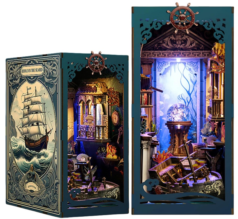 T-G8.2 TOY1153-001-1 Book Nook Wooden 3D Puzzle Ocean Mystery