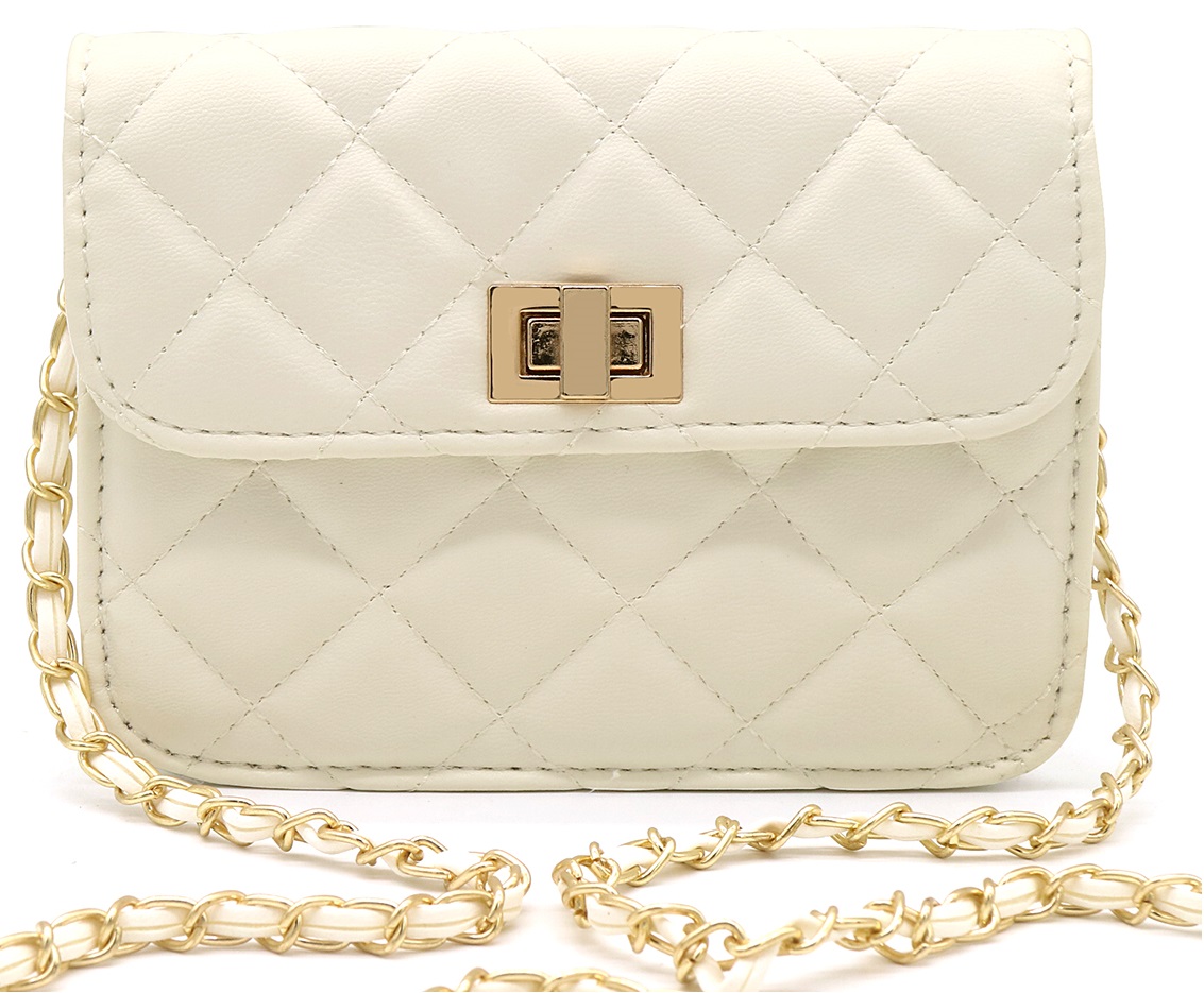 R-I6.1 BAG202-102 PU Bag Checkered 17.5x13x5.5cm White