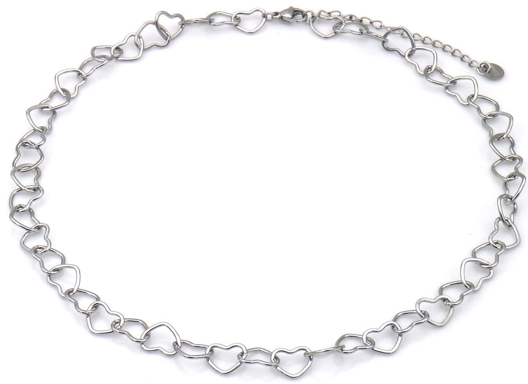 I-D2.2 N25106-051S S. Steel Necklace Hearts 40-45cm