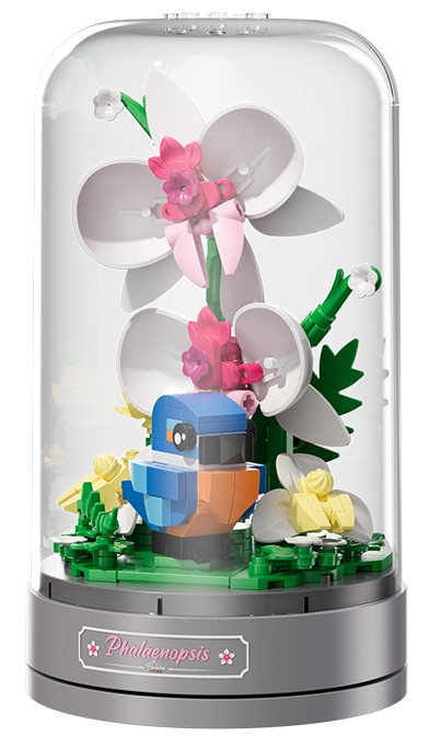 R-I6.1  M01-6 Building Blocks Rotating Music Box 19.1x10.9cm - Phalaenopsis