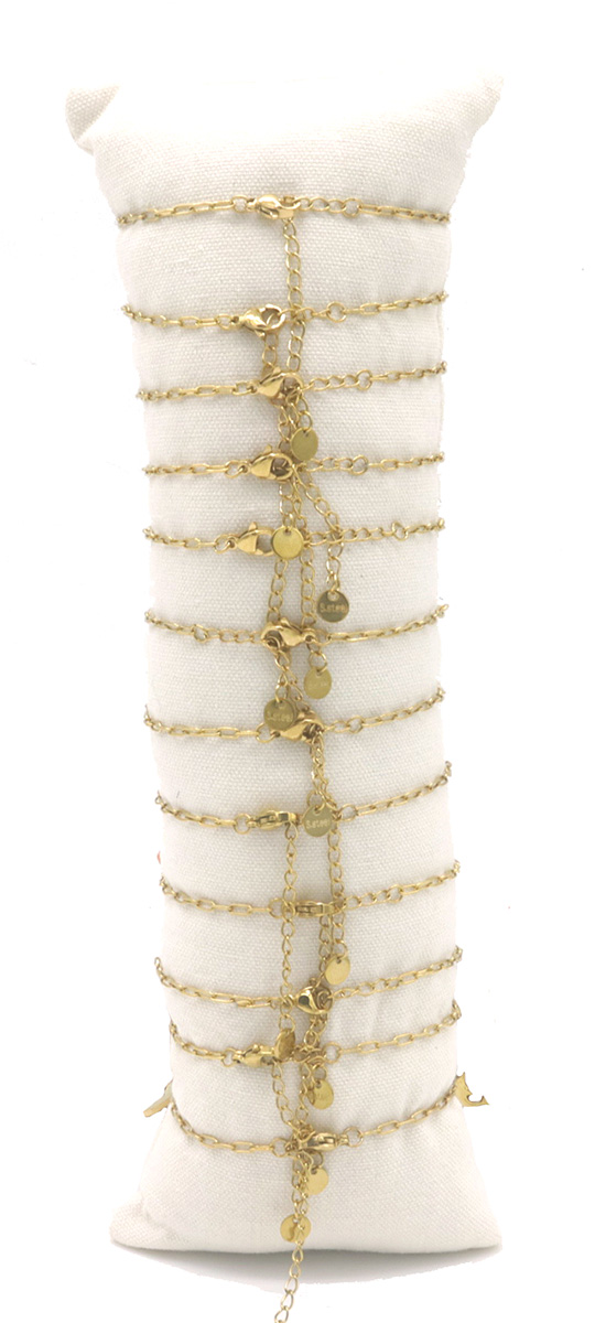 I-E11.1  B221-501 Stainless Steel Bracelet Set on Pillow - 12pcs