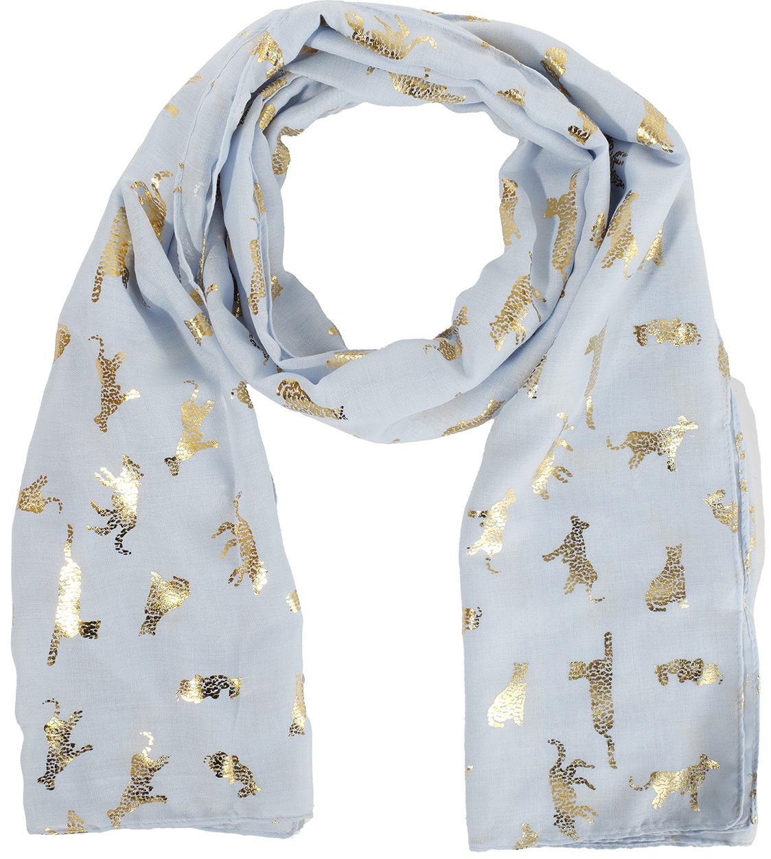 X-L1.1 SCARF1110-004-5 Summer Scarf Leopard 180x70cm Blue