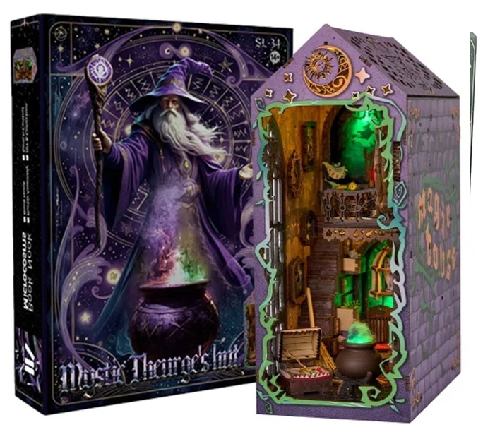 T-H3.2 TOY1153-001-2 Book Nook Wooden 3D Puzzle Magic Wizard House