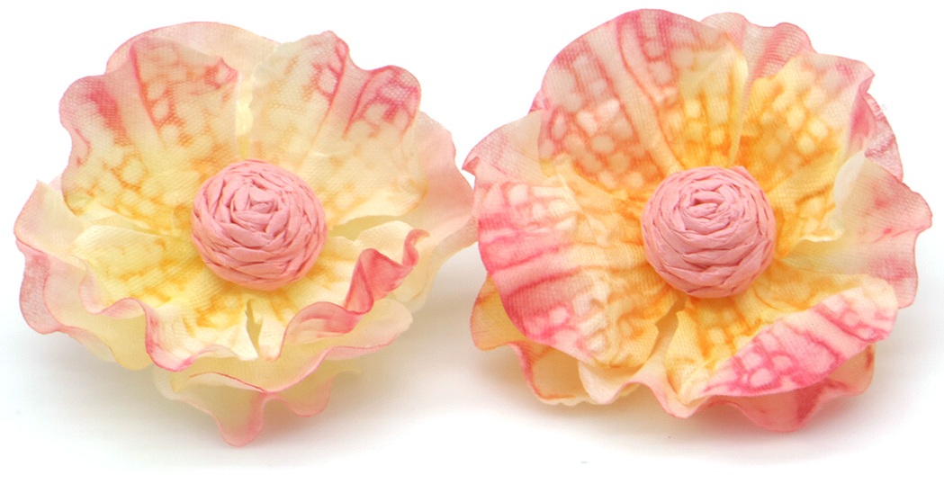 I-B18.2 E1028-008-3 Statement Earrings Flower 5.5cm Pink