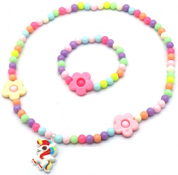 B-B24.1 N624-003 Necklace and Bracelet Set for Kids Unicorn